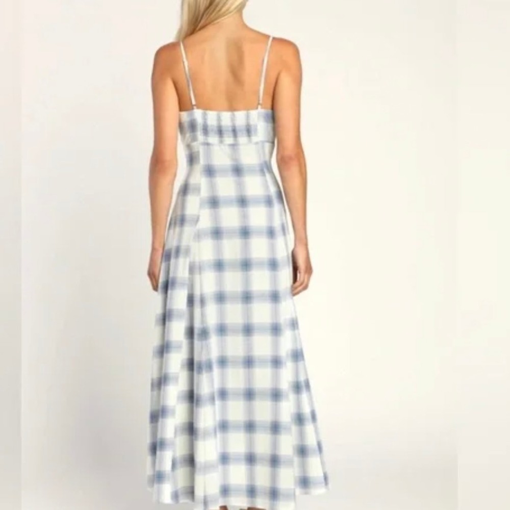 Lulus Keep on Charming Plaid Button-Front Midi Dress Size Small - Picture 12 of 12